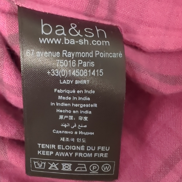 ba&sh Fuchsia Checkered Ruffle Blouse - Picture 7 of 8